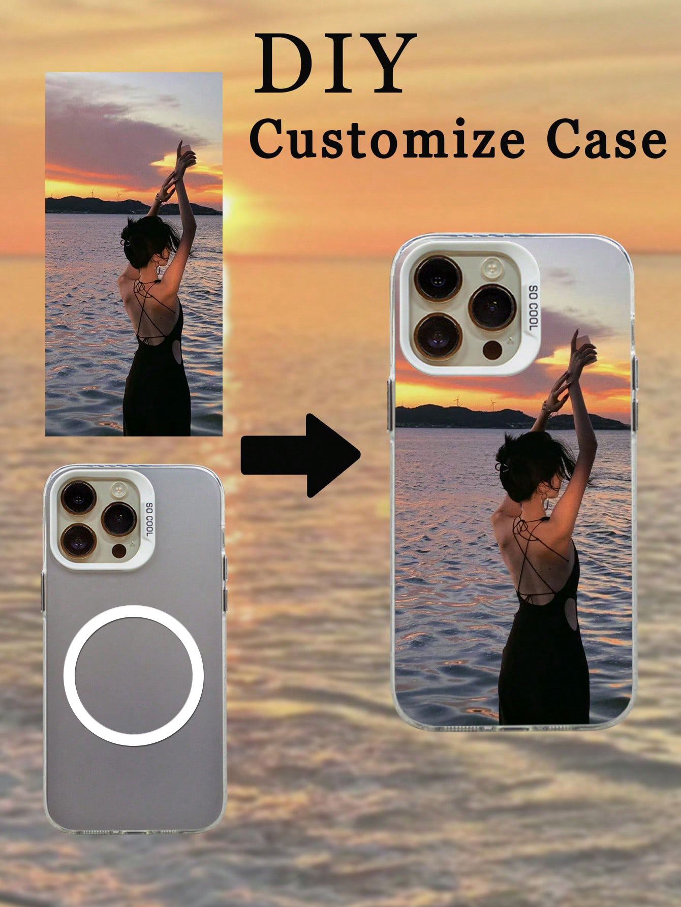 Phone Cases Personalised - Coque magnétique avec Photo personnalisée, étui